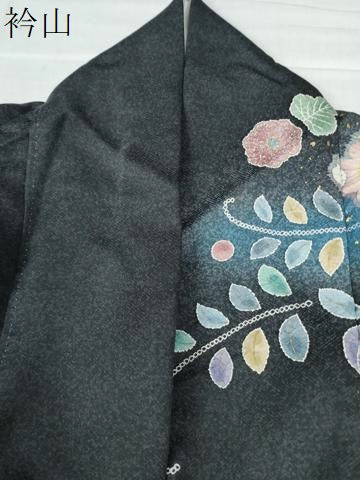 平和屋着物●訪問着 辻が花 絞り 暈し染め 黒地 金彩 正絹 逸品 CAAW8405yc