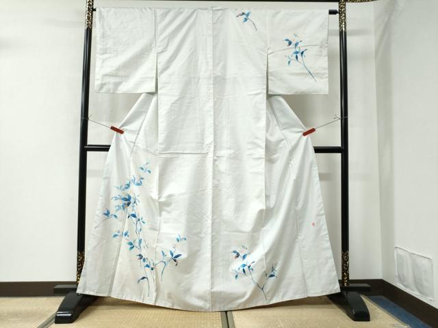 平和屋着物●訪問着 白山紬 友禅 作家物 枝花文 正絹 逸品 CAAW8410yc