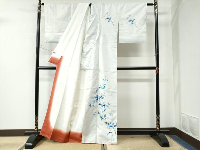 平和屋着物●訪問着 白山紬 友禅 作家物 枝花文 正絹 逸品 CAAW8410yc