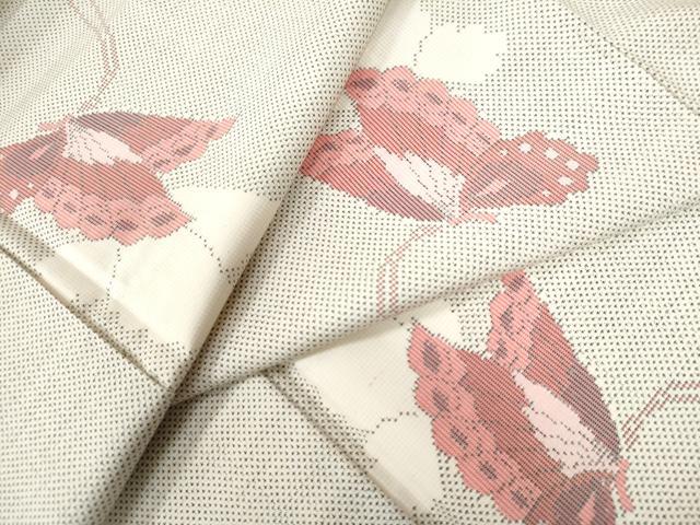 平和屋着物●本場大島紬 白大島 9マルキ 舞蝶文 ロング丈 正絹 逸品 未使用 CAAW8433yc