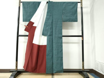 平和屋着物●結城紬ちぢみ 舞花文 正絹 逸品 未使用 CAAW8445yc