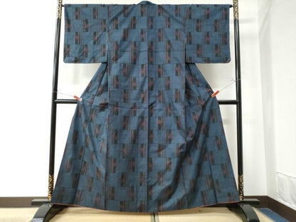 平和屋着物●本場大島紬 7マルキ 市松笹竹文 正絹 逸品 未使用 CAAW8448yc