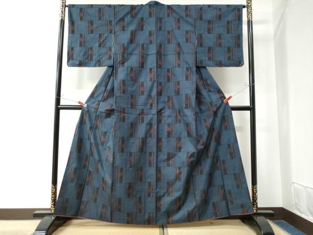 平和屋着物●本場大島紬 7マルキ 市松笹竹文 正絹 逸品 未使用 CAAW8448yc