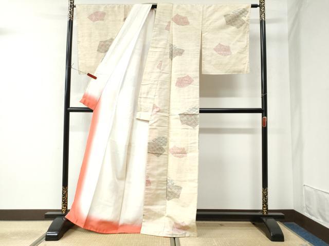 平和屋着物●上質な紬 地紙吉祥文 正絹 逸品 未使用 CAAW8455yc