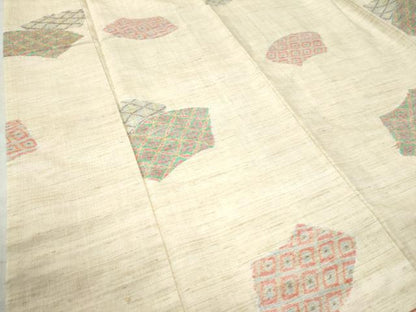 平和屋着物●上質な紬 地紙吉祥文 正絹 逸品 未使用 CAAW8455yc