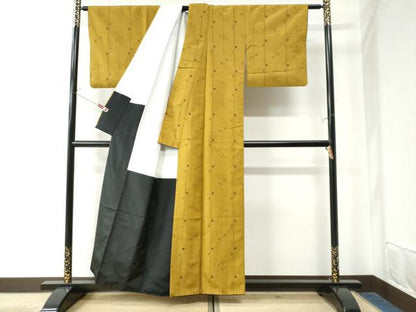 平和屋着物●上質な紬 絣文様 正絹 逸品 CAAW8463yc