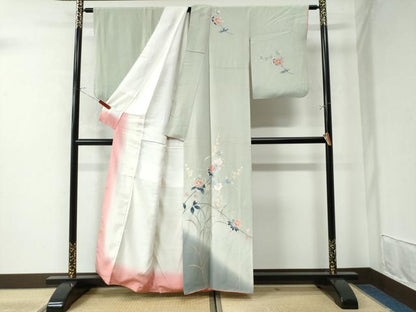 平和屋着物●訪問着　友禅　作家物　枝花文　暈し染め　正絹　逸品　CABE2976yc