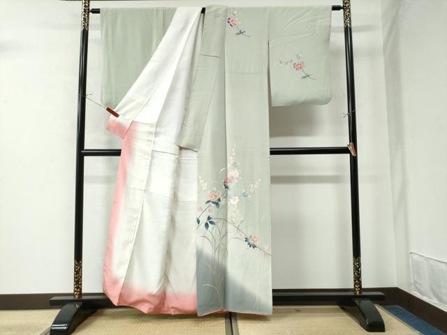 平和屋着物●訪問着　友禅　作家物　枝花文　暈し染め　正絹　逸品　CABE2976yc