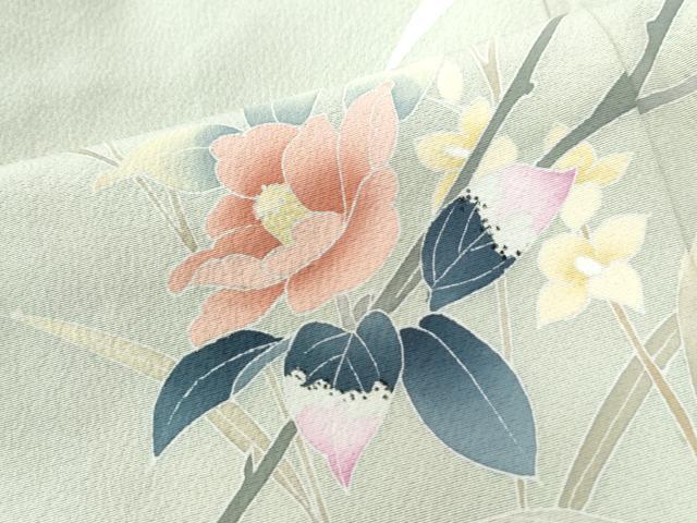 平和屋着物●訪問着　友禅　作家物　枝花文　暈し染め　正絹　逸品　CABE2976yc