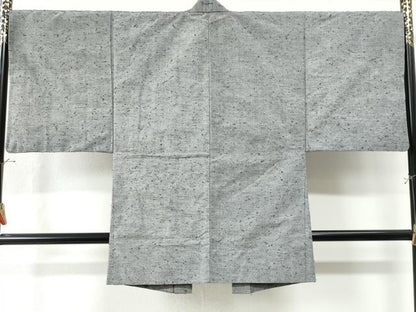 平和屋着物●男性 紬 髭紬羽織セット 色無地 灰青色 正絹 逸品 CAAW8478yc