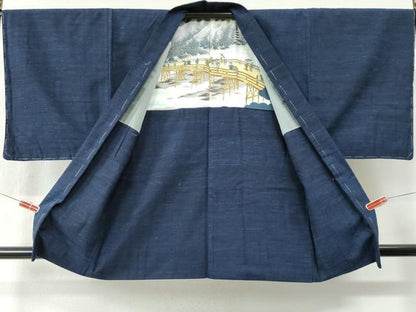 平和屋着物●男性 紬 アンサンブル 霞文 正絹 逸品 未使用 CAAW8479yc