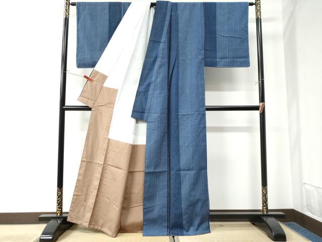平和屋着物●上質な紬　変わり縞　正絹　逸品　CAAW8493yc