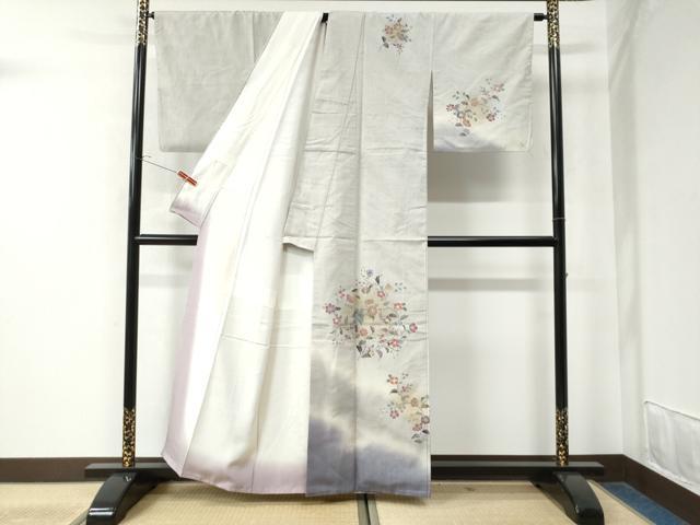 平和屋着物●訪問着　紬地　花鳥文　金彩　正絹　逸品　CAAW8499yc