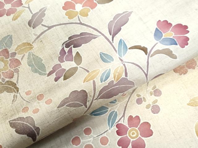 平和屋着物●訪問着　紬地　花鳥文　金彩　正絹　逸品　CAAW8499yc