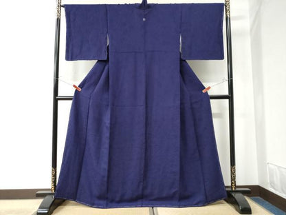 平和屋着物●上質な色無地 辻が花地紋 深紫色 正絹 逸品 未使用 CAAW8500yc