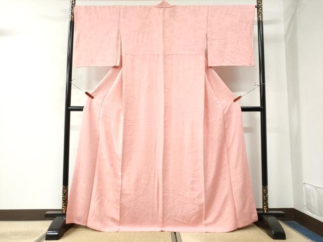 平和屋着物●上質な色無地　草花地紋　珊瑚色　正絹　逸品　CAAW8510yc