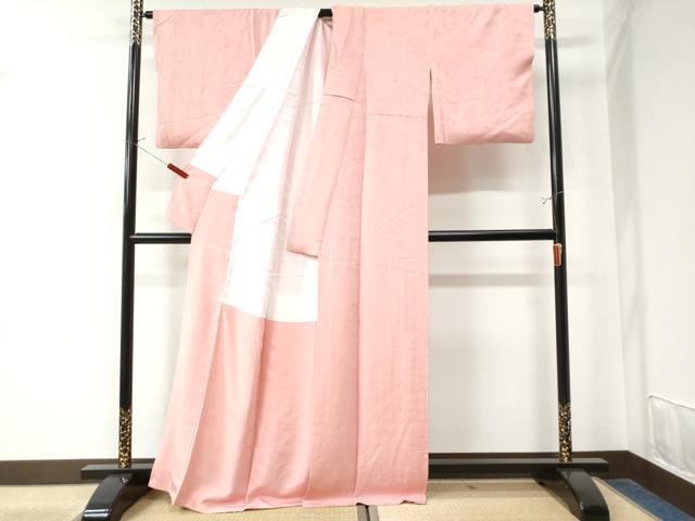 平和屋着物●上質な色無地　草花地紋　珊瑚色　正絹　逸品　CAAW8510yc