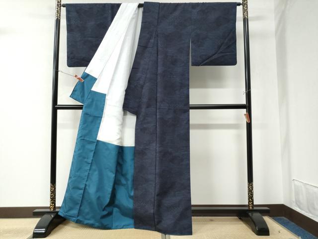 平和屋着物●結城紬　雲取り流水籬吉祥文　正絹　逸品　CAAW8525yc