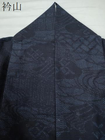 平和屋着物●結城紬　雲取り流水籬吉祥文　正絹　逸品　CAAW8525yc