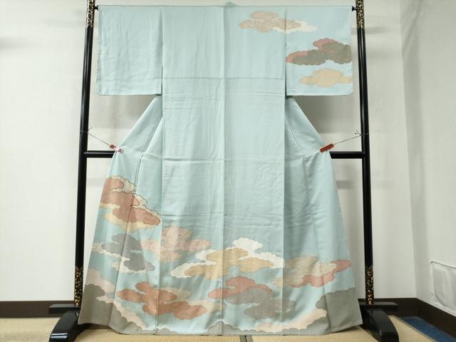 平和屋着物●訪問着 駒刺繍 雲重ね花鳥文 金彩 正絹 逸品 未使用 CAAW8547yc