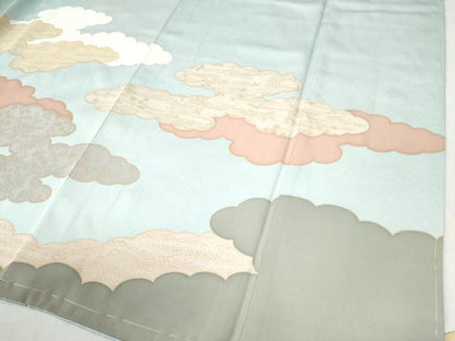 平和屋着物●訪問着 駒刺繍 雲重ね花鳥文 金彩 正絹 逸品 未使用 CAAW8547yc