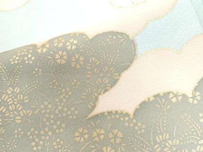 平和屋着物●訪問着 駒刺繍 雲重ね花鳥文 金彩 正絹 逸品 未使用 CAAW8547yc