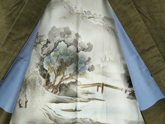 平和屋着物●男性 紬 アンサンブル 色無地 海松色 正絹 逸品 CAAW8574yc