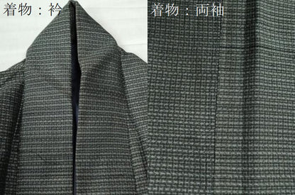 平和屋着物●男性　本場大島紬　アンサンブル　格子　正絹　逸品　CAAW8580yc
