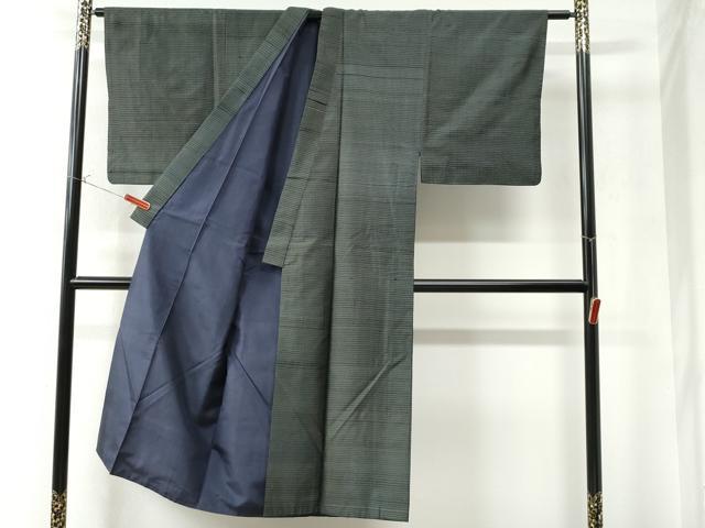 平和屋着物●男性　本場大島紬　アンサンブル　格子　正絹　逸品　CAAW8580yc