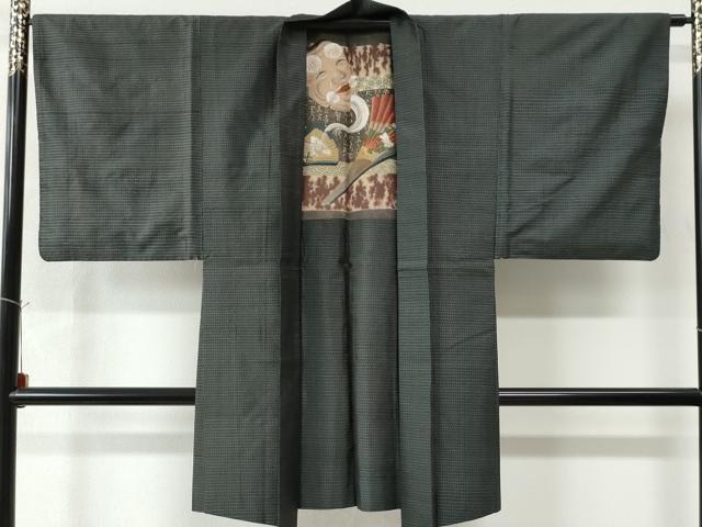 平和屋着物●男性　本場大島紬　アンサンブル　格子　正絹　逸品　CAAW8580yc