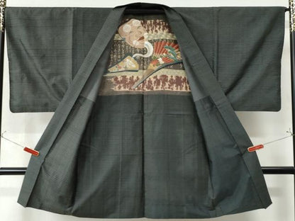 平和屋着物●男性　本場大島紬　アンサンブル　格子　正絹　逸品　CAAW8580yc