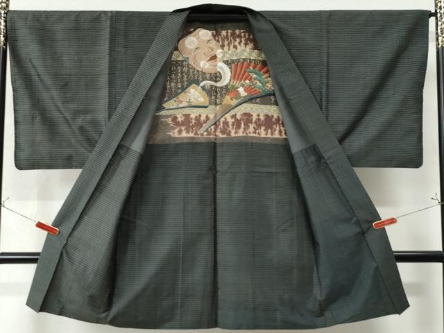 平和屋着物●男性　本場大島紬　アンサンブル　格子　正絹　逸品　CAAW8580yc