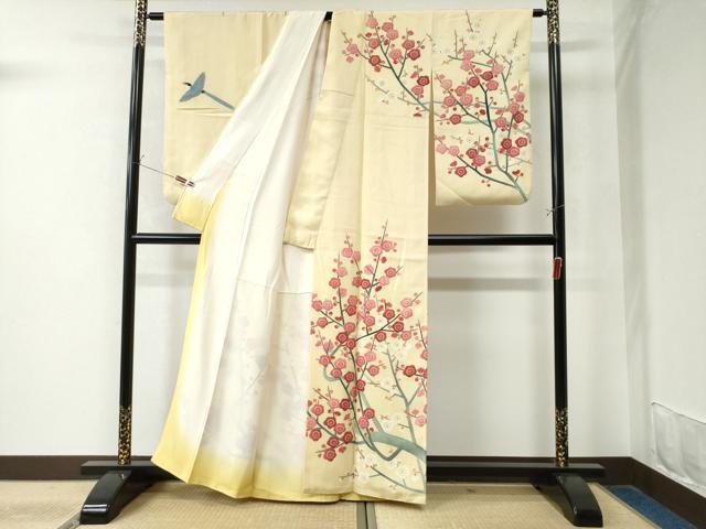平和屋着物●本加賀友禅作家　談議所栄二　訪問着　枝梅文　正絹　逸品　CAAW8585yc