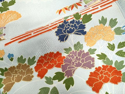 平和屋着物●訪問着　刺繍　霞風景草花文　暈し染め　正絹　逸品　CAAW8589yc
