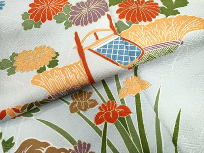 平和屋着物●訪問着　刺繍　霞風景草花文　暈し染め　正絹　逸品　CAAW8589yc