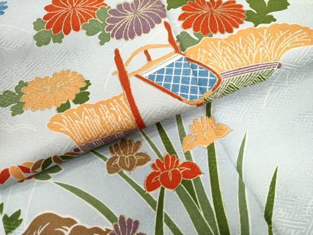 平和屋着物●訪問着　刺繍　霞風景草花文　暈し染め　正絹　逸品　CAAW8589yc