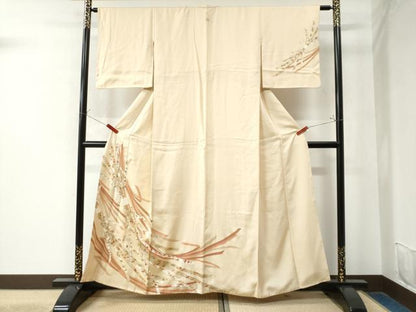 平和屋着物●訪問着 束ね熨斗飛鶴吉祥花文 金彩 正絹 逸品 CAAW8590yc