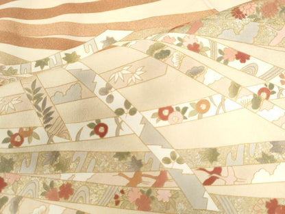 平和屋着物●訪問着 束ね熨斗飛鶴吉祥花文 金彩 正絹 逸品 CAAW8590yc