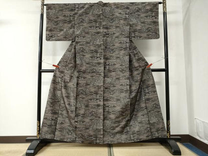 平和屋着物●上質な紬　遠山樹林風景文　正絹　逸品　CAAW8603yc