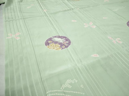 平和屋着物●長襦袢 無双仕立て 兎 舞花文 正絹 逸品 CAAW8606yc