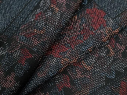 平和屋着物●上質な紬　短冊重ね花唐草文　正絹　逸品　未使用　CAAW8613yc