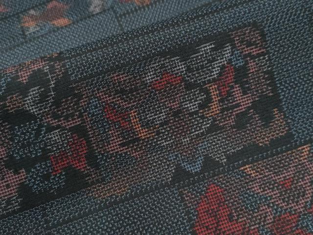 平和屋着物●上質な紬　短冊重ね花唐草文　正絹　逸品　未使用　CAAW8613yc