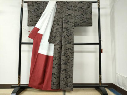 平和屋着物●本場大島紬　7マルキ　雲重ね草花文　正絹　逸品　CAAW8619yc