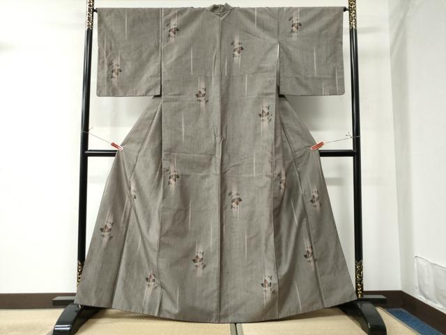 平和屋着物●上質な紬 枝葉文 正絹 逸品 CAAW8620yc