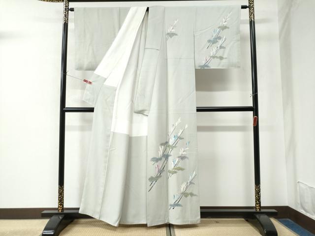 平和屋着物●日本工芸会正会員 染色作家 木原明 訪問着 木賊 正絹 逸品 CAAW8634yc