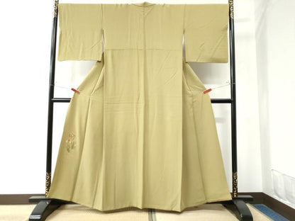 平和屋着物●色留訪問着　杜若　青朽葉色　金彩　正絹　逸品　CAAW8636yc