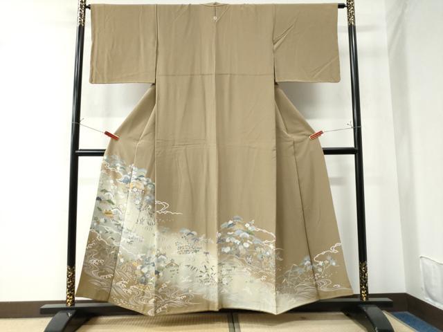 平和屋着物●豪華色留袖 立波籬松竹梅風景文 暈し染め 金彩 正絹 逸品 CAAW8637yc