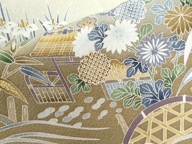 平和屋着物●豪華色留袖 立波籬松竹梅風景文 暈し染め 金彩 正絹 逸品 CAAW8637yc