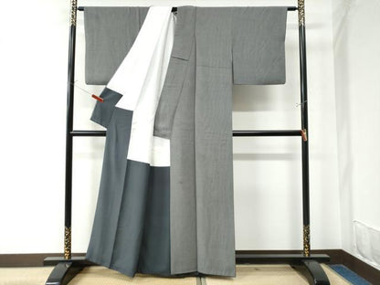 平和屋着物●江戸小紋 ねじ花文 黒地 正絹 逸品 CAAW8638yc