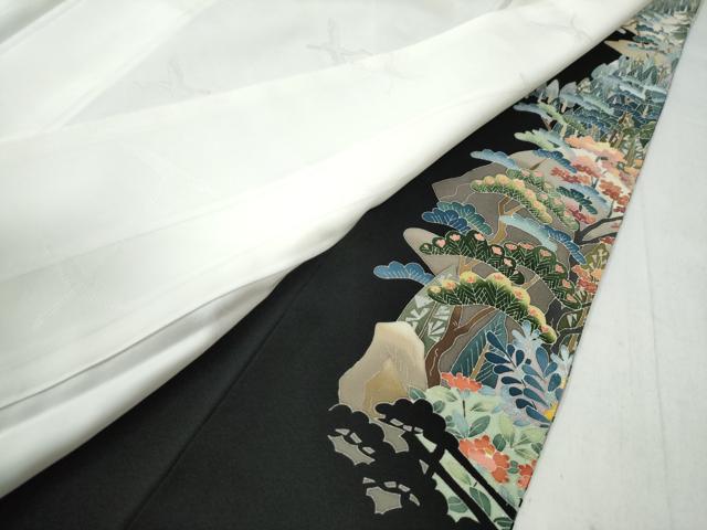 平和屋着物●本加賀友禅作家 谷崎善治 黒留袖 遠山水辺渡り橋風景文 正絹 逸品 CAAW8657yc